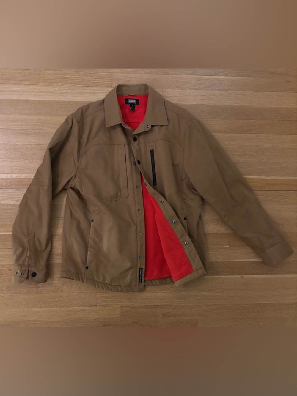 Men's Tan Work Jacket with Orange Felt Lining